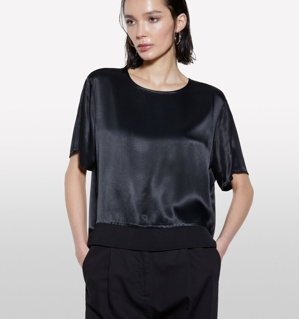 Schwarze Satinbluse - blusen für damen - Schwarz | Sisley image number 4